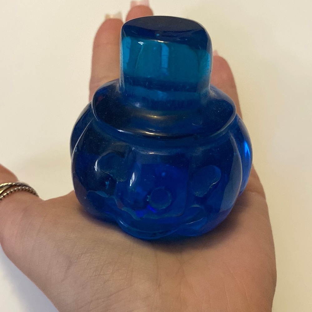 Blue glass pumpkin carving